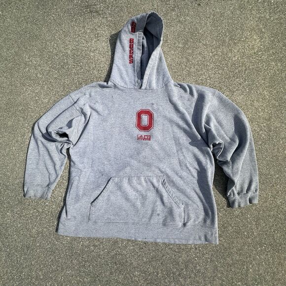 Adidas Ohio State Buckeyes Hoodie Mens Large Relaxed Gray Pullover Y2K College - Picture 1 of 7
